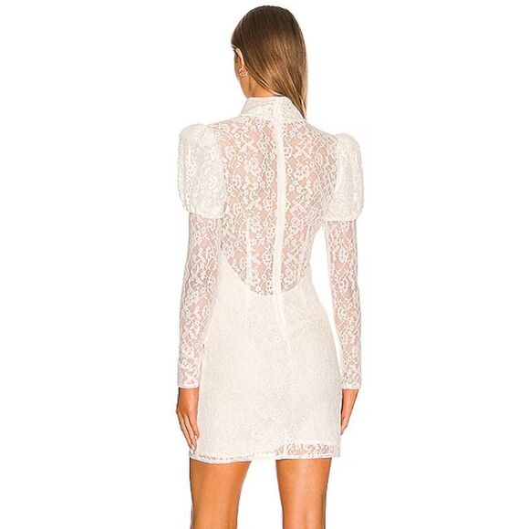 LPA Anita mini dress white lace puff sleeve from Revolve Sz XS NWOT $228 - Picture 3 of 11